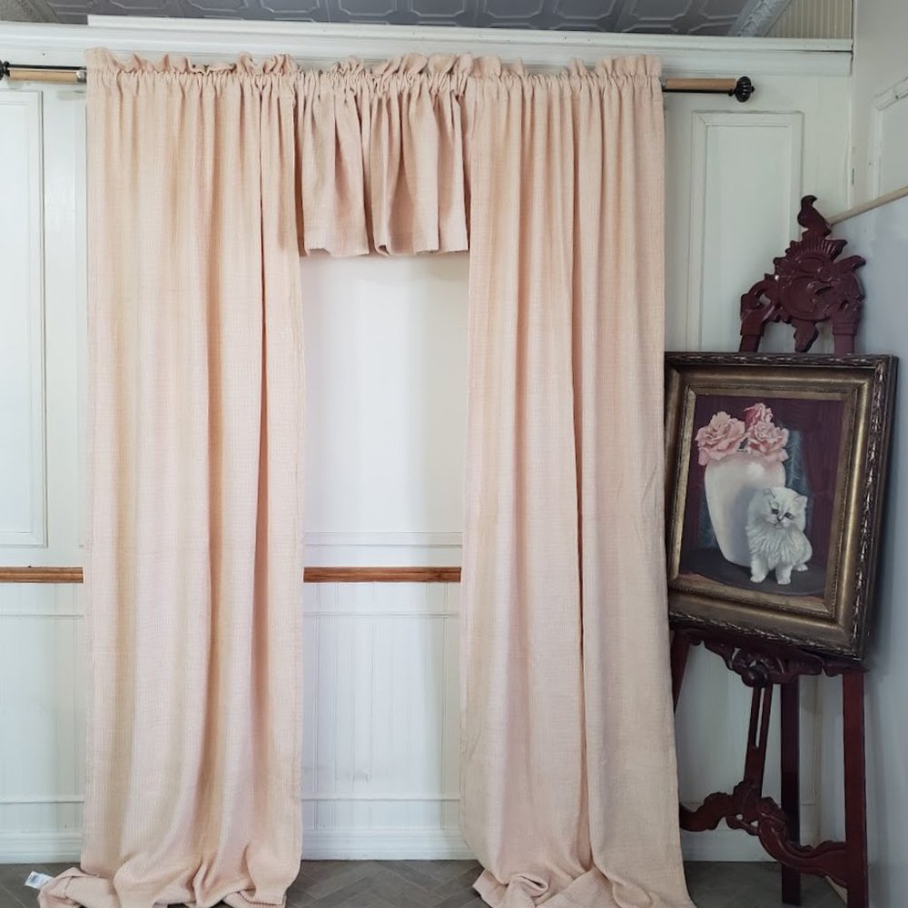 Brentwood Curtains 76 x 98 2 Panels Valance Rod Pocket Chenille Parchment